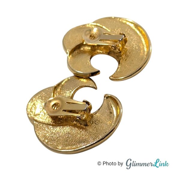 VTG 90s Avon Swirl of Color Swirl Pink Purple Enamel Gold Tone Clip On Earrings - Picture 6 of 12